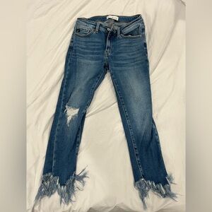 Straight Leg with Fringe Bottom Jeans